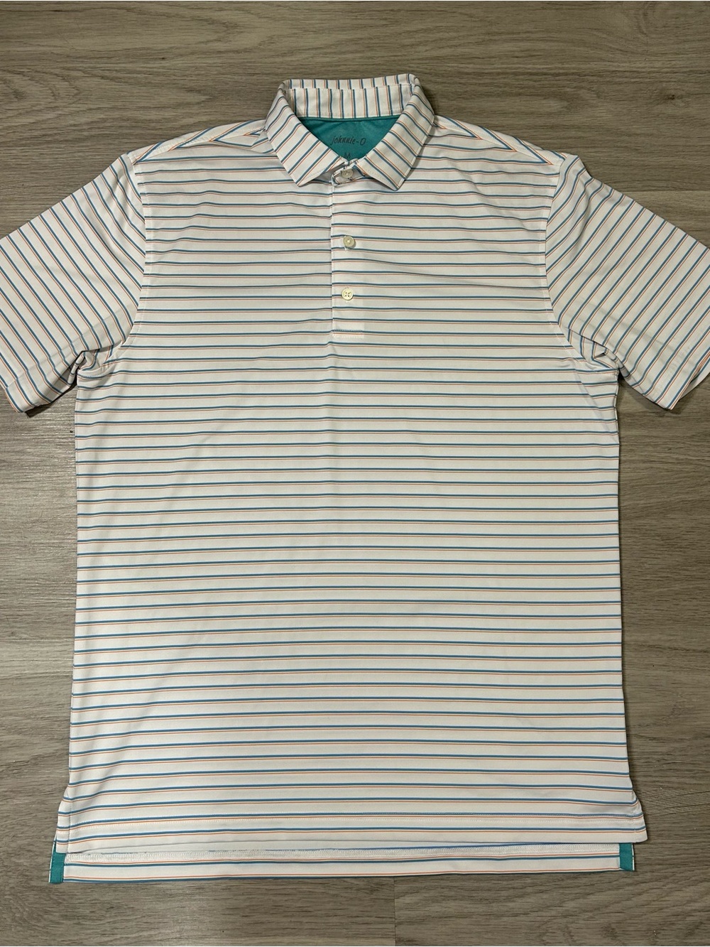 Johnnie-O White Striped Short-Sleeve Polo